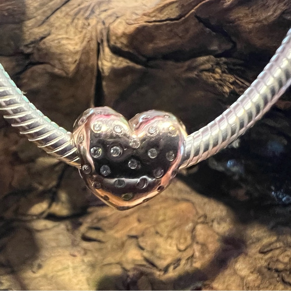 Authentic Pandora Rose™ Sparkle of Love Charm Heart Bead Clear Zirconia 781241CZ